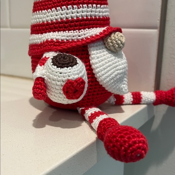 Handcrafted Valentine’s Day Coffee Gnome Crochet Decor Coffee Lover Heart - Picture 5 of 11